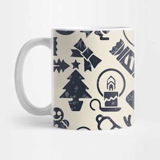 Holiday Patterns with Santa, Reindeer, Christmas Tree. Christmas Pattern Mug